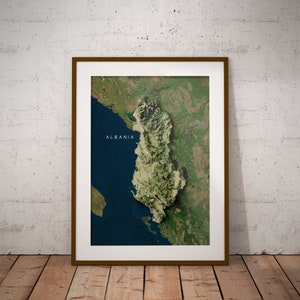 Albanien — Satellitenbilder Karte Poster
