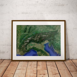 Les Alpes — Poster de carte d'imagerie satellite