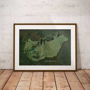 Hongrie — Affiche de carte d'imagerie satellite