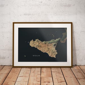 Sicilia — Satellitenbilder Kartenposter