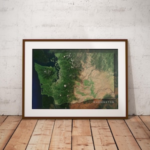 Washington — Carte des États-Unis avec imagerie satellitaire Poster