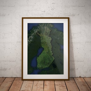 Finnland — Satellitenbilder Karte Poster
