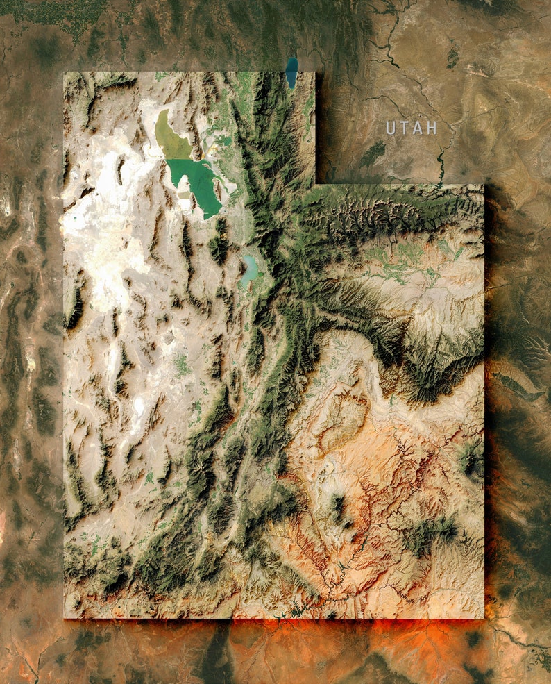 Utah High-resolution Satellite Imagery US Printable Map - Etsy