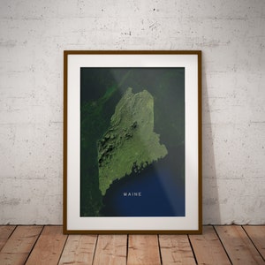 Maine — Image satellite des États-Unis, affiche de carte