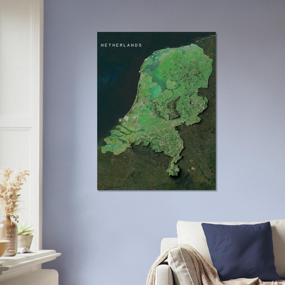 The Netherlands — Satellite Imagery Map Poster - Etsy