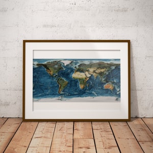 The World Bathymetry (Topographie des Ozeans) — Satellitenbilder Karte als Poster