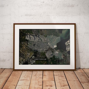 Amsterdam — Satellitenbilder Stadtkarte Poster