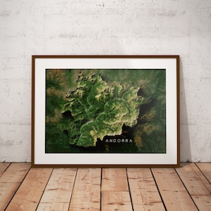 Andorra — Satellitenbilder Karte Poster