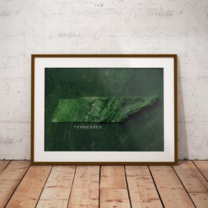 Tennessee — Carte des États-Unis avec imagerie satellitaire Poster