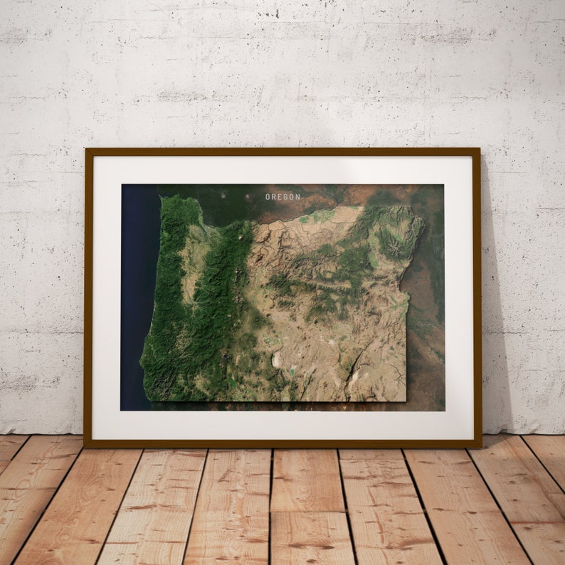 Oregon High-resolution Satellite Imagery US Printable Map - Etsy