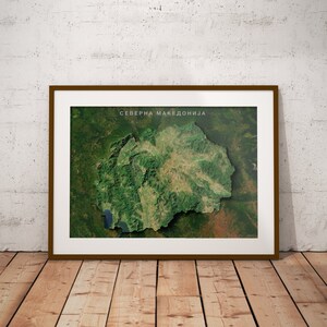 Macédoine du Nord — Affiche de carte d'imagerie satellite