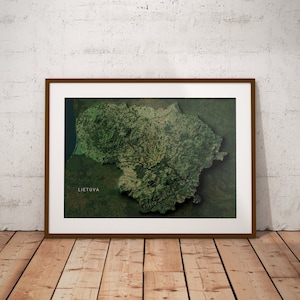 Lituanie — Affiche de carte d'imagerie satellite