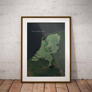 Nederland — kaartposter met satellietbeelden