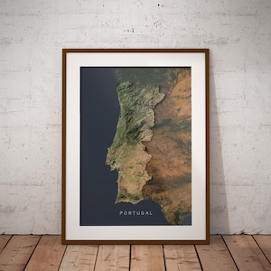 Portugal — Satellitenbilder Karte Poster