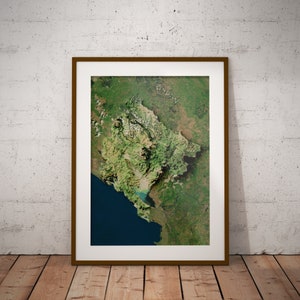 Monténégro — Affiche de carte d'imagerie satellite