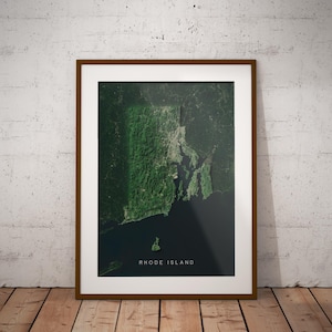 Rhode Island — Carte des États-Unis avec imagerie satellitaire Poster