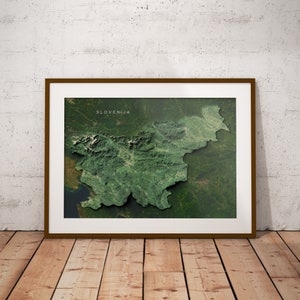 Slovénie — Affiche de carte d'imagerie satellite