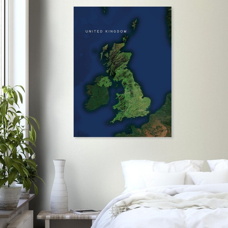 United Kingdom High-resolution Satellite Imagery Printable Map Poster ...