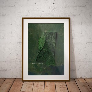 Mississippi — Carte des États-Unis avec imagerie satellitaire Poster