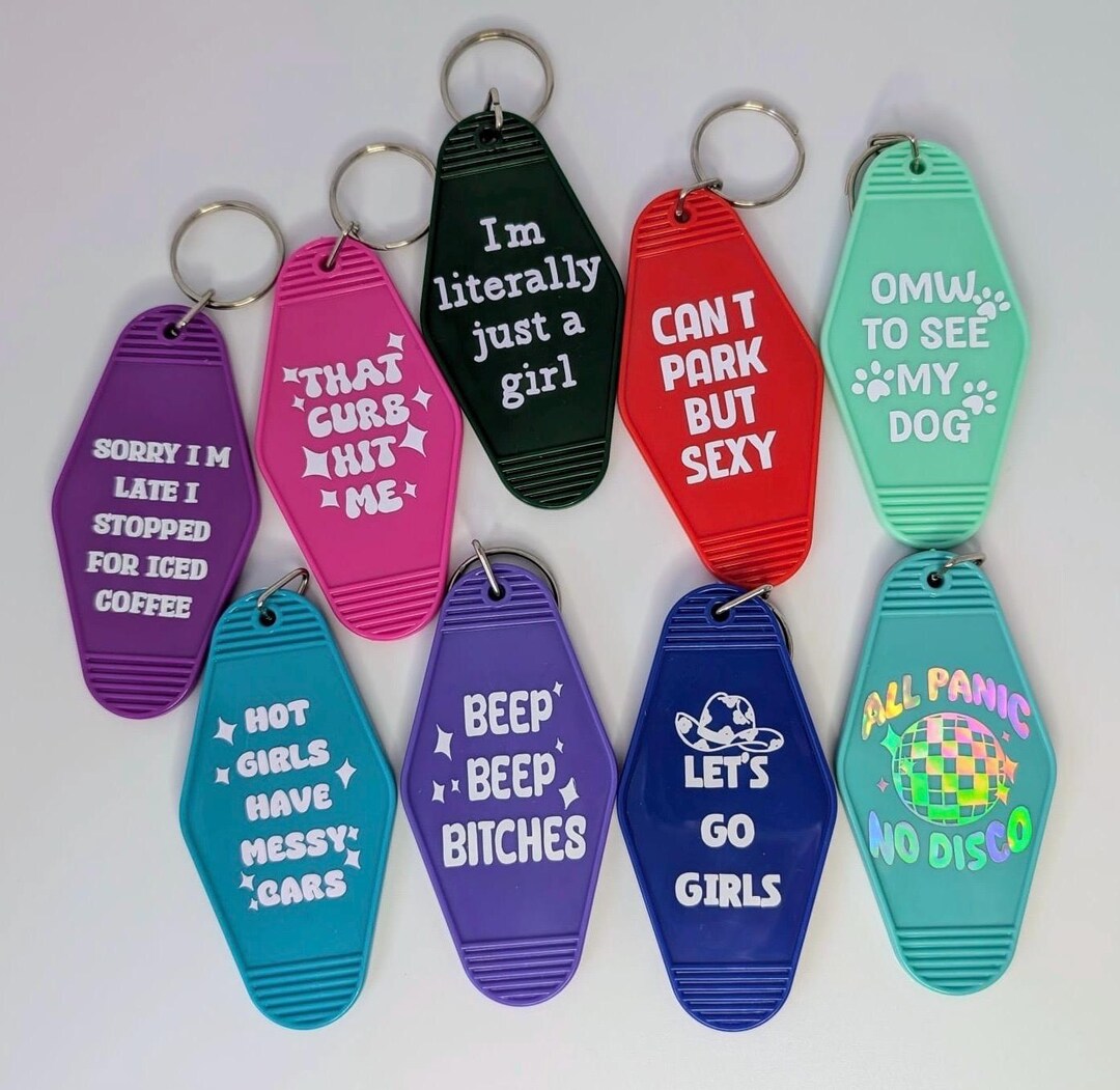 Key Rings With Problems LARGE Motel Style Keyrings | Cute Funny Motel Style Keychains | Large ...