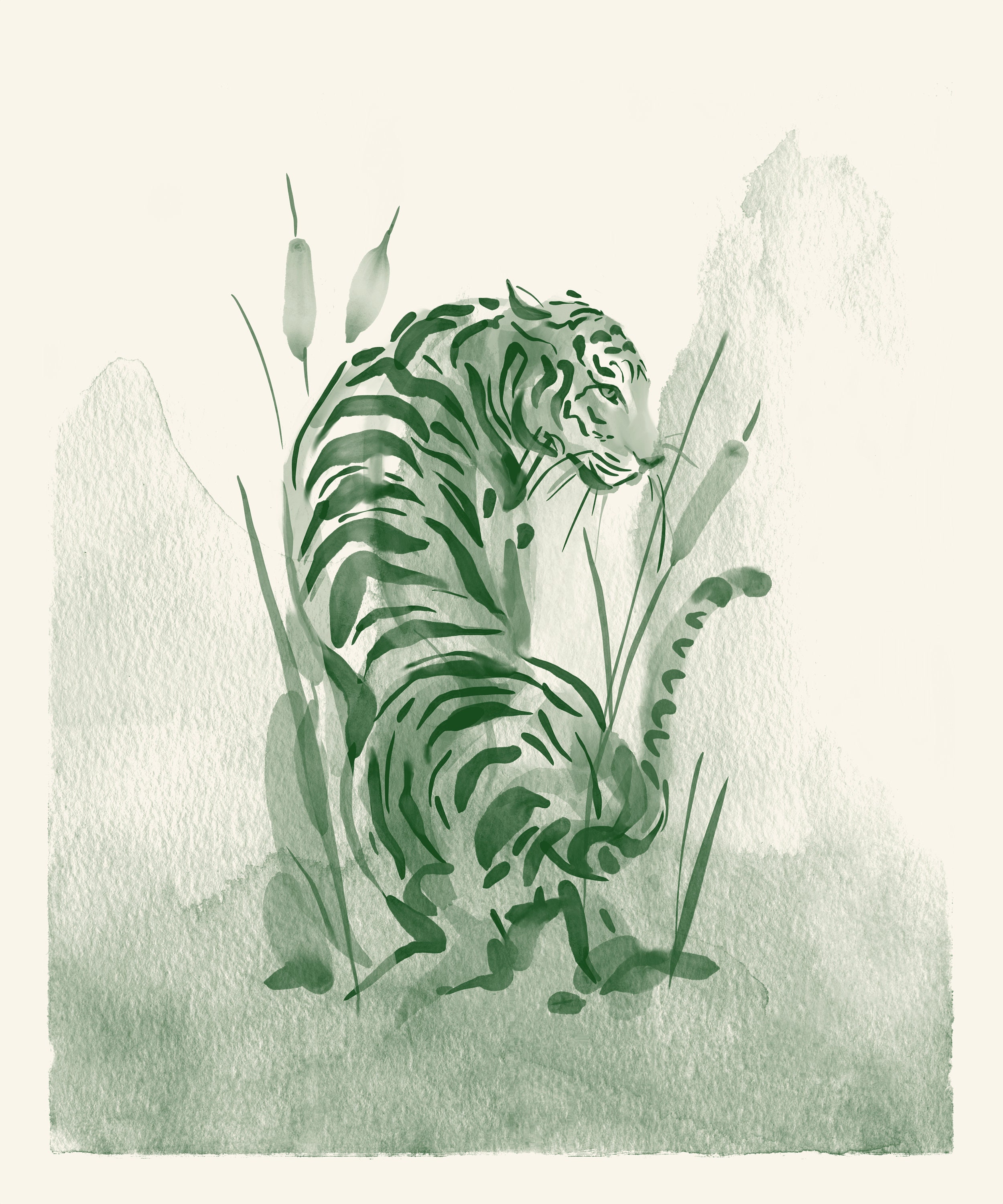 Digital Prints Animal Wall Art, Set of 3 Sage Green Digital Wall Prints