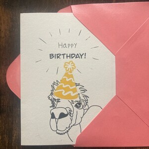 Geburtstagskarte Alles Gute zum Geburtstag Lama mit Partyhut-Grußkarte, personalisierte Postkarte mit lustigem Illustrationstext