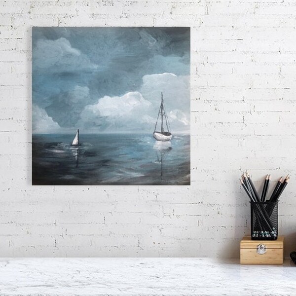 Storm op komst Premium Poster Giclee  print vierkant van handgeschilderd schilderij