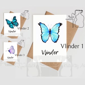 Gepersonaliseerde kaart met naam, Vlinders ,kies de vlinder en lettertype, incl envelop, waterverf print , vlinderkind, medeleven herdenken