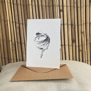 Ansichtkaart “Ballerinas anatomy” print van “can you see my anatomy”series Krista Kitsz Art, zwart wit print van originele tekening met inkt
