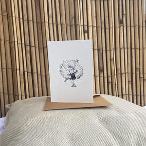 Une danseuse de ballet fait un arc, une double carte postale avec enveloppe ou une impression d'un dessin au stylo à encre de Krista Kitsz Lettre de carte postale de scène artistique