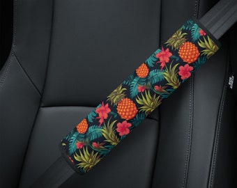 Hawaii Pineapple Floral Car Seat Belt Cover, Women's Car Accessories, Car Seat Belt Cover, Backpack Straps, Luggage Shoulder Straps