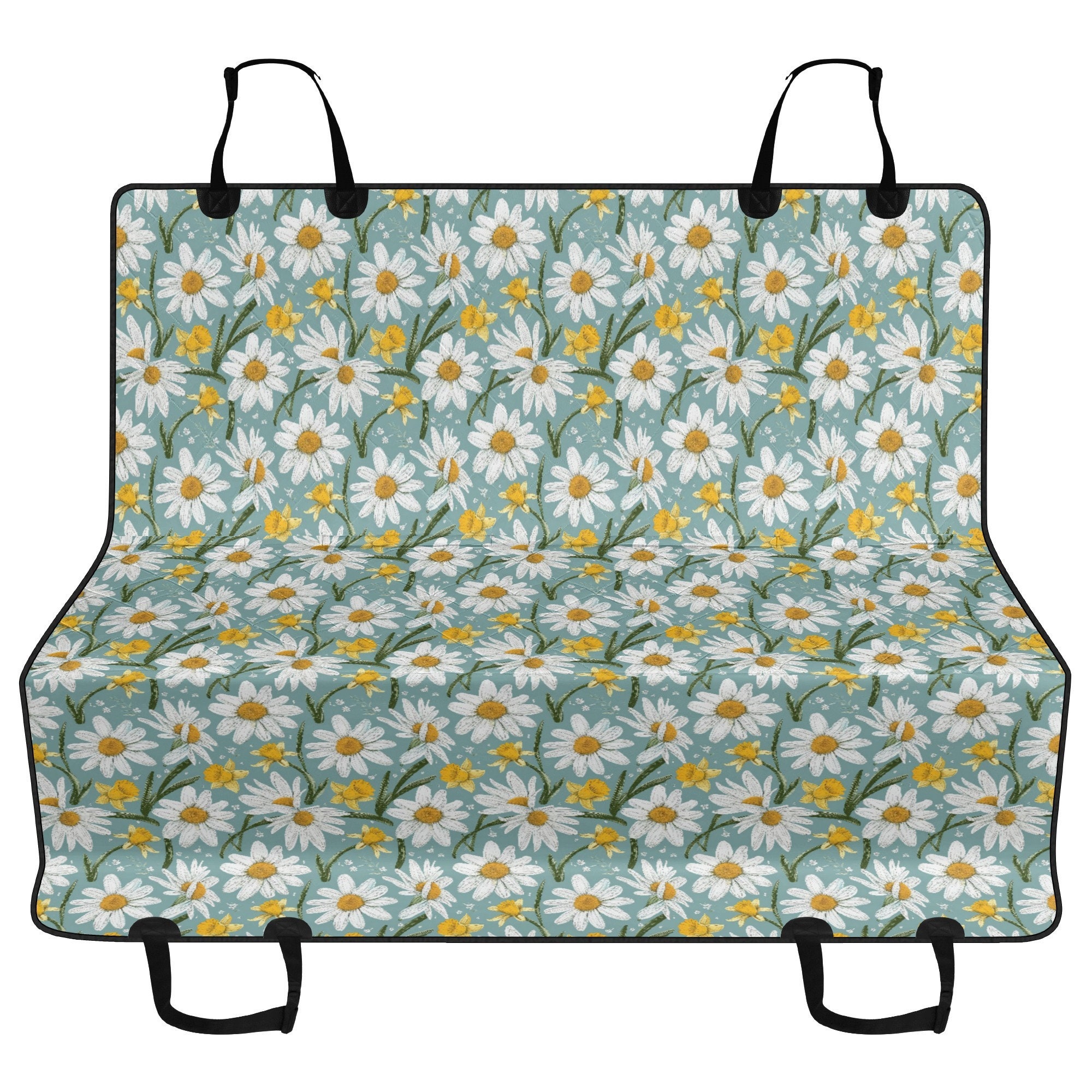 Grey Vintage Floral Print Pet Car Seat Cover main image 0