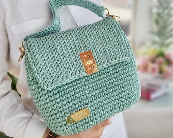 Vegan Handbag Turquoise Teal Tote Work Bag Business Bag 