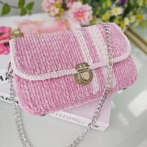 Sac en velours au crochet pour femme, sac à bandoulière violet, sac à bandoulière mignon, sac à main de soirée pour fille, sac pour événment