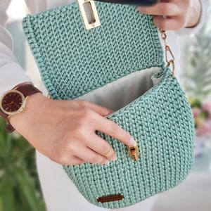 bag for events handmade bag crochet top handle purse spring purse ladies purse quilted bag saddle bag Medium shoulder bag woven bag purse teal blue bag women handbag knitted bag gift bag for women