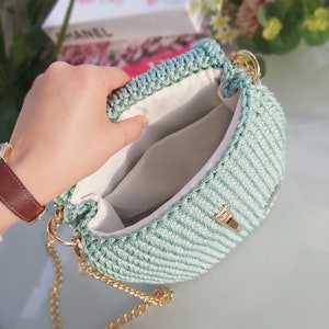 bag for events handmade bag crochet top handle purse spring purse ladies purse quilted bag saddle bag Medium shoulder bag woven bag purse teal blue bag women handbag knitted bag gift bag for women