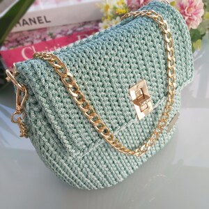 bag for events handmade bag crochet top handle purse spring purse ladies purse quilted bag saddle bag Medium shoulder bag woven bag purse teal blue bag women handbag knitted bag gift bag for women