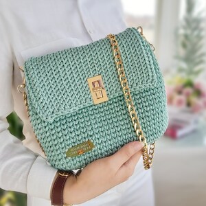 bag for events handmade bag crochet top handle purse spring purse ladies purse quilted bag saddle bag Medium shoulder bag woven bag purse teal blue bag women handbag knitted bag gift bag for women
