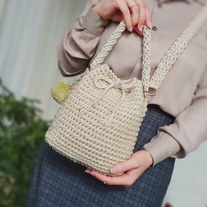 Schulter & Crossbody Eimer Handtasche Tasche für Frauen, Eimer Handtasche für Mädchen, niedlich gewebte Geschenktasche für sie.