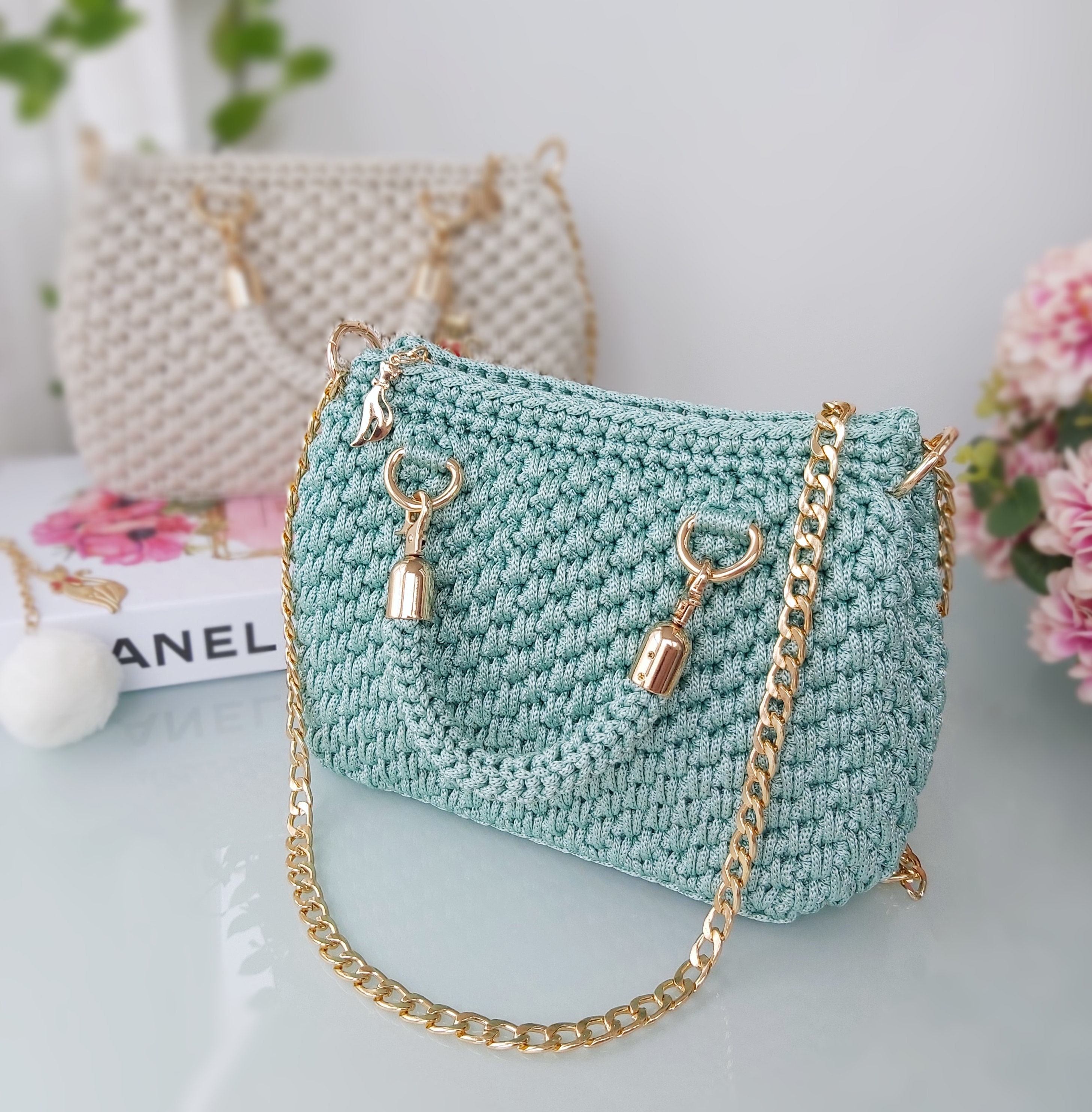 Women's Woven Tote Bag, Classy Bag for Events, Crochet