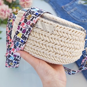 Marsupio all'uncinetto per donna, borsa a tracolla a tracolla, marsupio lavorato a maglia, marsupio a mani libere, marsupio da donna
