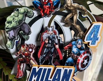 Cake topper personnalisé Avengers / Hulk / Ironman / Spiderman / Captain America / Thor