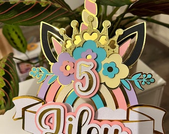 Cake topper personnalisé licorne