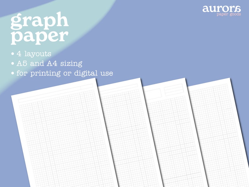 Printable Graph Paper Digital Paper Template A4 & A5 Download PDF Etsy