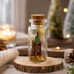 Mini Flaschenpost Weihnachtsedition – süßes Wichtelgeschenk | Mini Geschenk Weihnachten mit Anhänger Weihnachtsbaum oder Zuckerstange