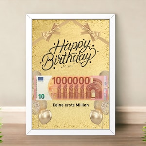 Your first million | Creative birthday gift | Give money as a gift | Direct download for printing | Last-minute gift