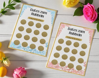 Dates zum Rubbeln - DIY - Personalisierte Rubbelkarte – 16 Date Ideen für Paare – Geschenk für Valentinstag, Geburtstag und Jahrestag