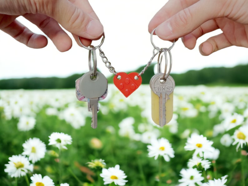 Porte-clés coeur cadeau partenaire pour anniversaire, anniversaire, Pâques ou mariage pour elle et lui pour petit ami ou petite amie image 4