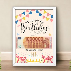 Your first million | Creative birthday gift | Give money as a gift | Direct download for printing | Last-minute gift