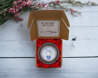 Tealight con messaggio "È un maschio" - È un maschio - Candela per la festa di rivelazione del sesso del bambino - Annuncio - Baby Shower - Rivelazione del sesso del bambino